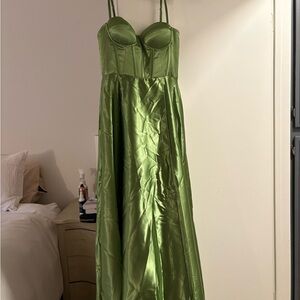 Elegant Green Satin Dress